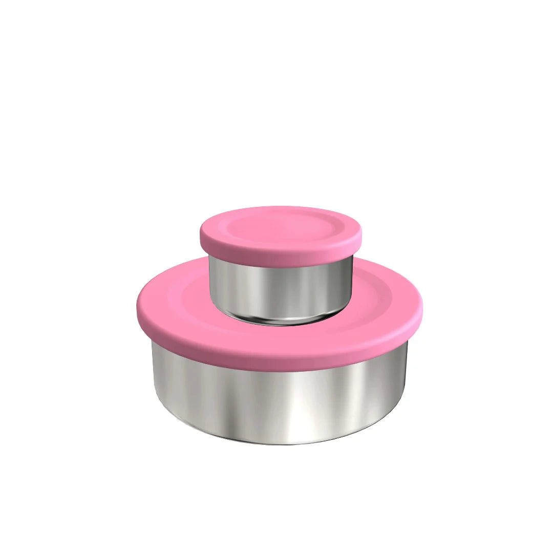 Ecococoon Stainless Steel Snack Pots - Pink Rose