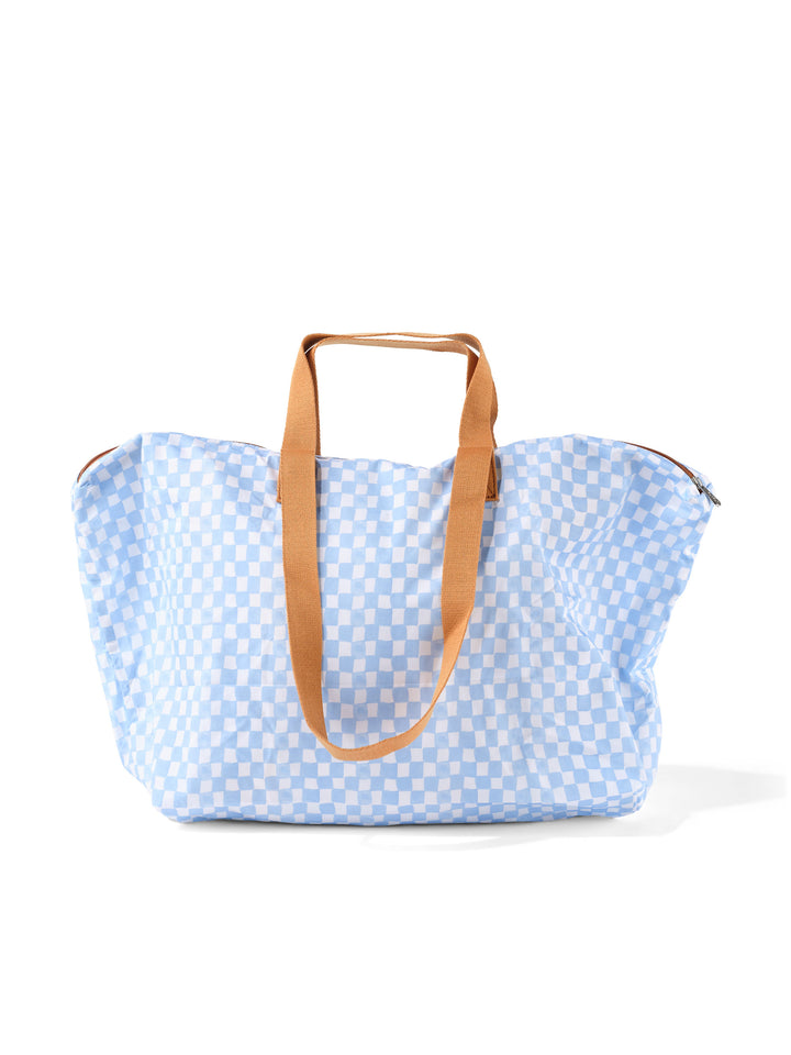 OiOi Fold-Up Tote - Blue Check