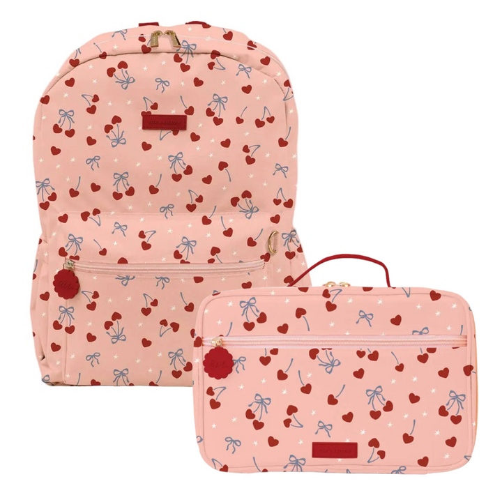 PRE-ORDER - Fox & Fallow Campus Backpack + Large Insulated Lunch Bag Bundle - Cherry Bomb
