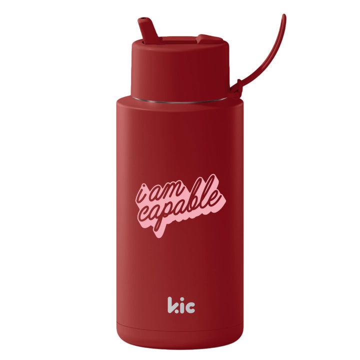 Frank Green KIC Cherry Red Insulated Drink Bottle 1L - Capable