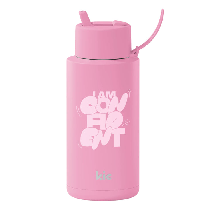 Frank Green KIC Flamingo Pink Insulated Drink Bottle 1L - Confident