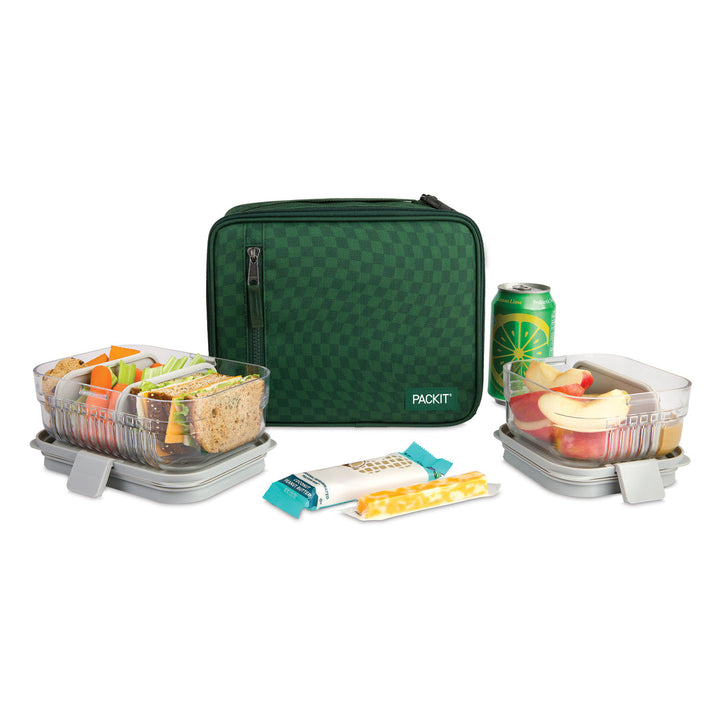 PackIt Freezable Classic Lunch Bag - Checker Wave Olive