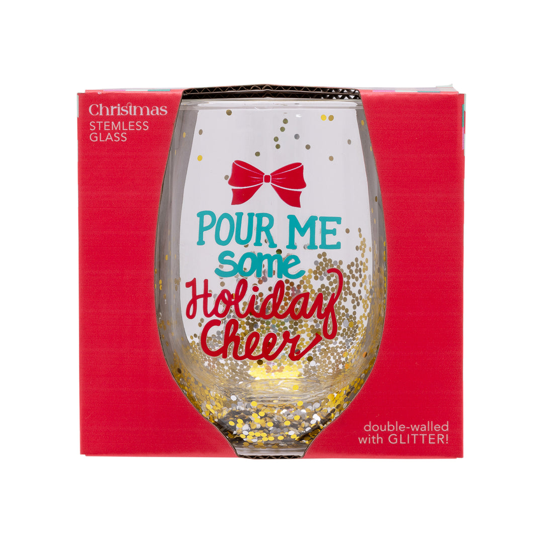 Splosh Stemless Christmas Wine Glass - Holiday Cheer