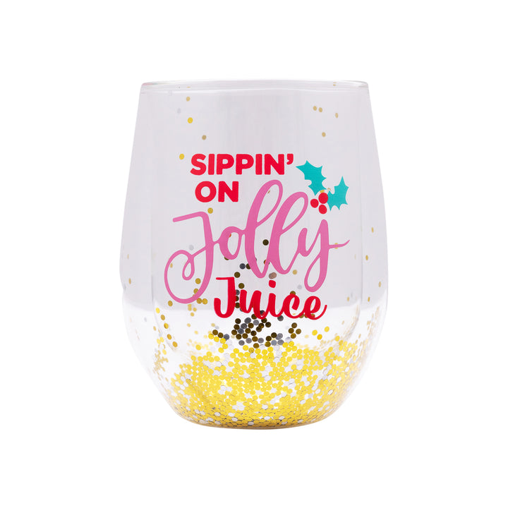 Splosh Stemless Christmas Wine Glass - Jolly Juice