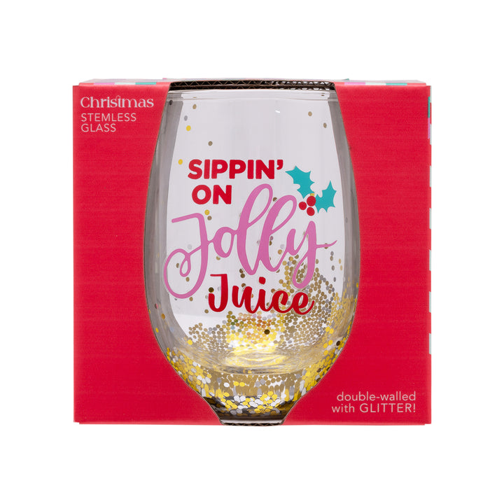 Splosh Stemless Christmas Wine Glass - Jolly Juice