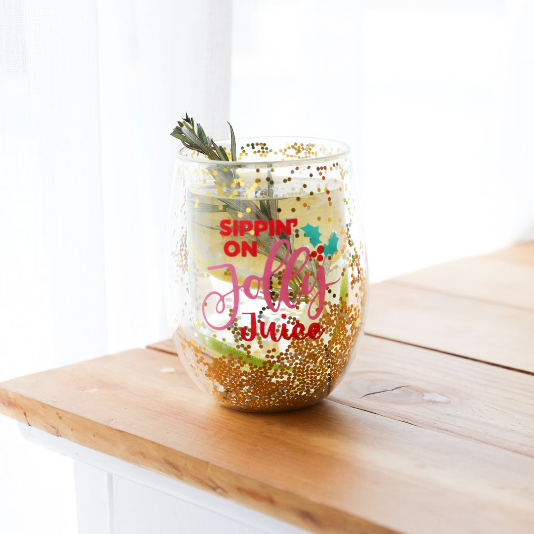 Splosh Stemless Christmas Wine Glass - Jolly Juice