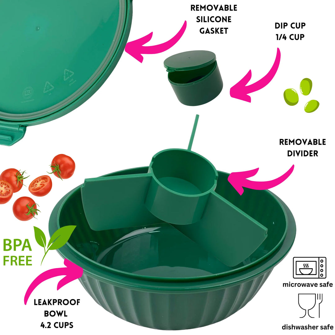 Yumbox Leakproof Divided Poke Salad Bowl - Kale Green