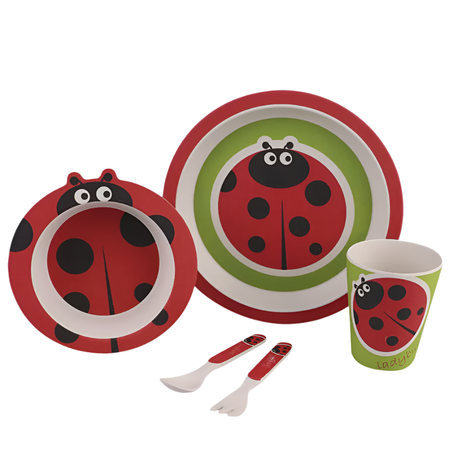 Bamboo 5pc Dinner Set - Ladybug - CLEARANCE