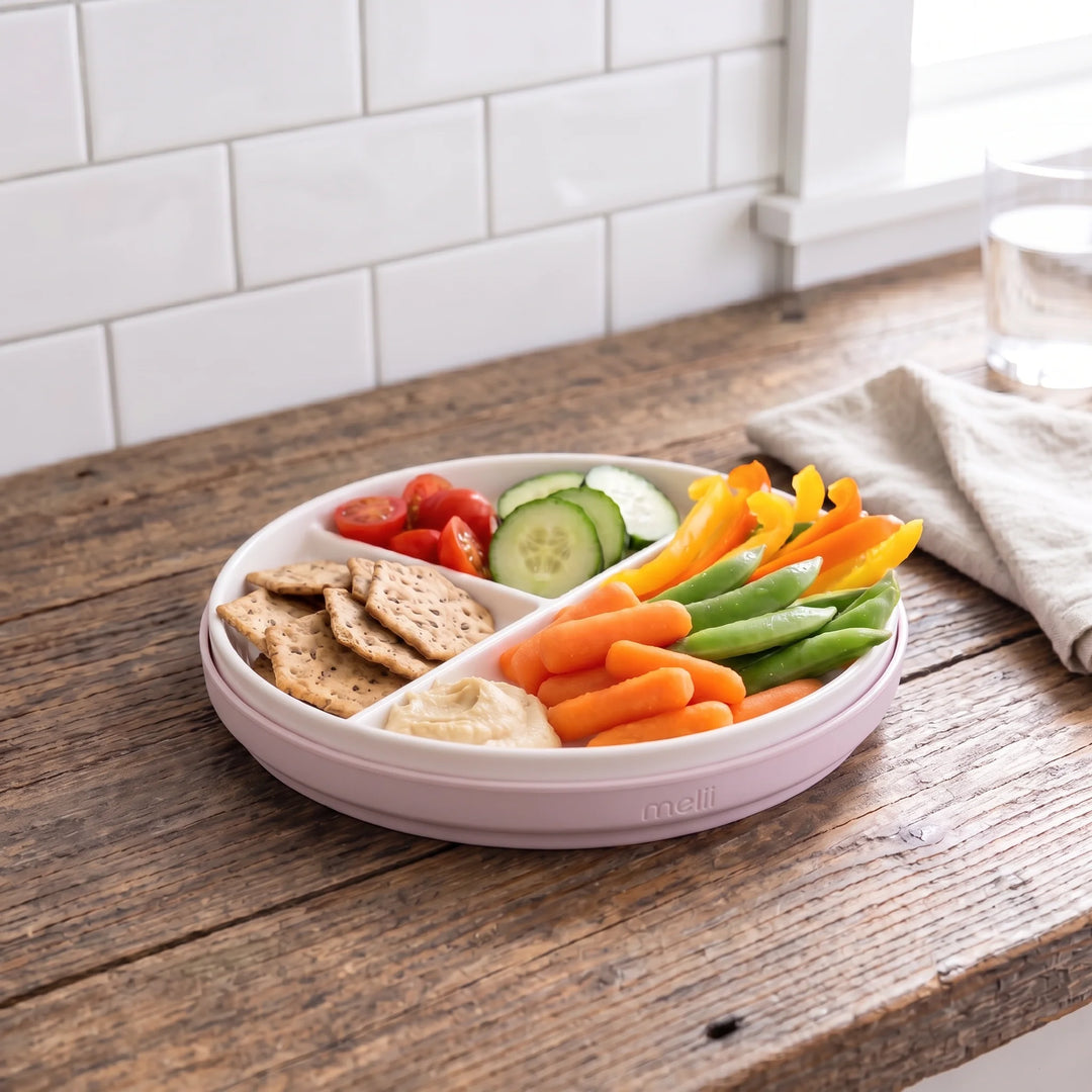 Melii Ceramic Divided Plate with Silicone Sleeve - Blue