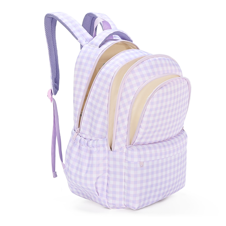 Kinnder Campus School Backpack 2.0 - Lilac Gingham