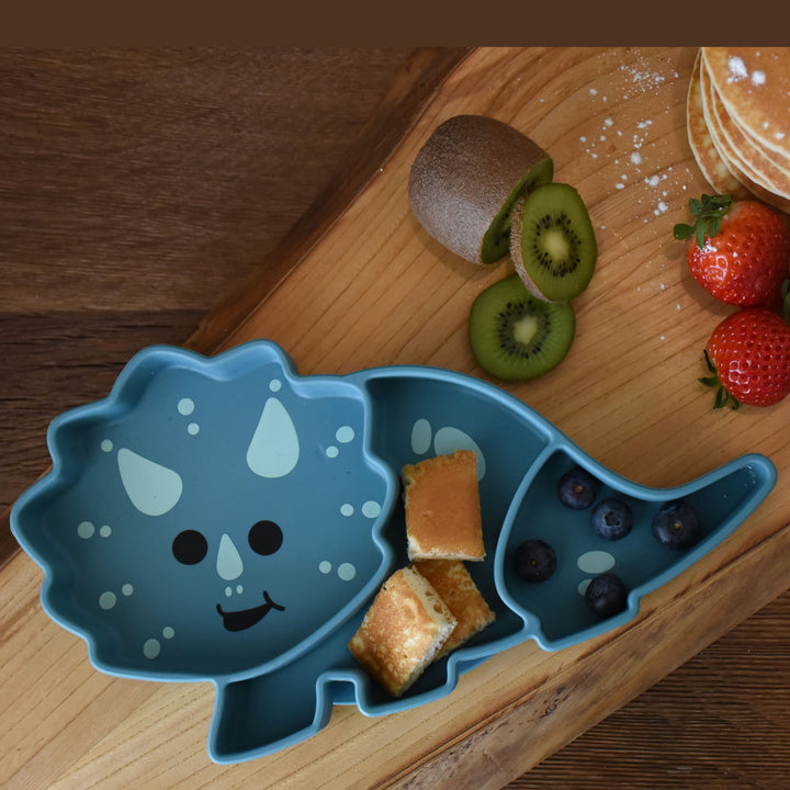 Melii Luxe Divided Silicone Suction Plate - Dinosaur