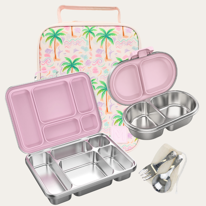PRE-ORDER - MontiiCo + EverBento Lunch & Snack Bundle - Pastel Palms