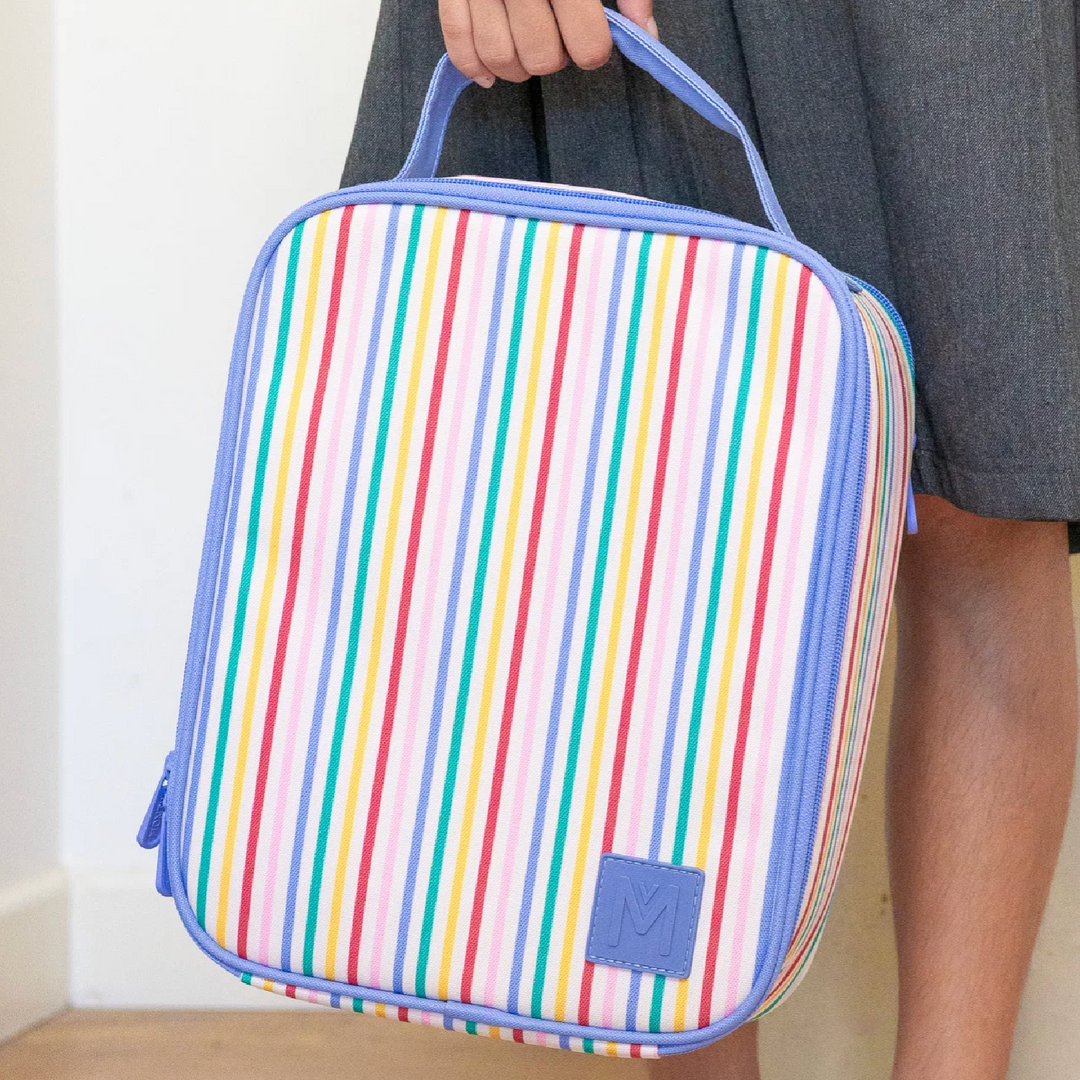 MontiiCo Large Insulated Lunch Bag & Ice Pack - Fruity Stripe