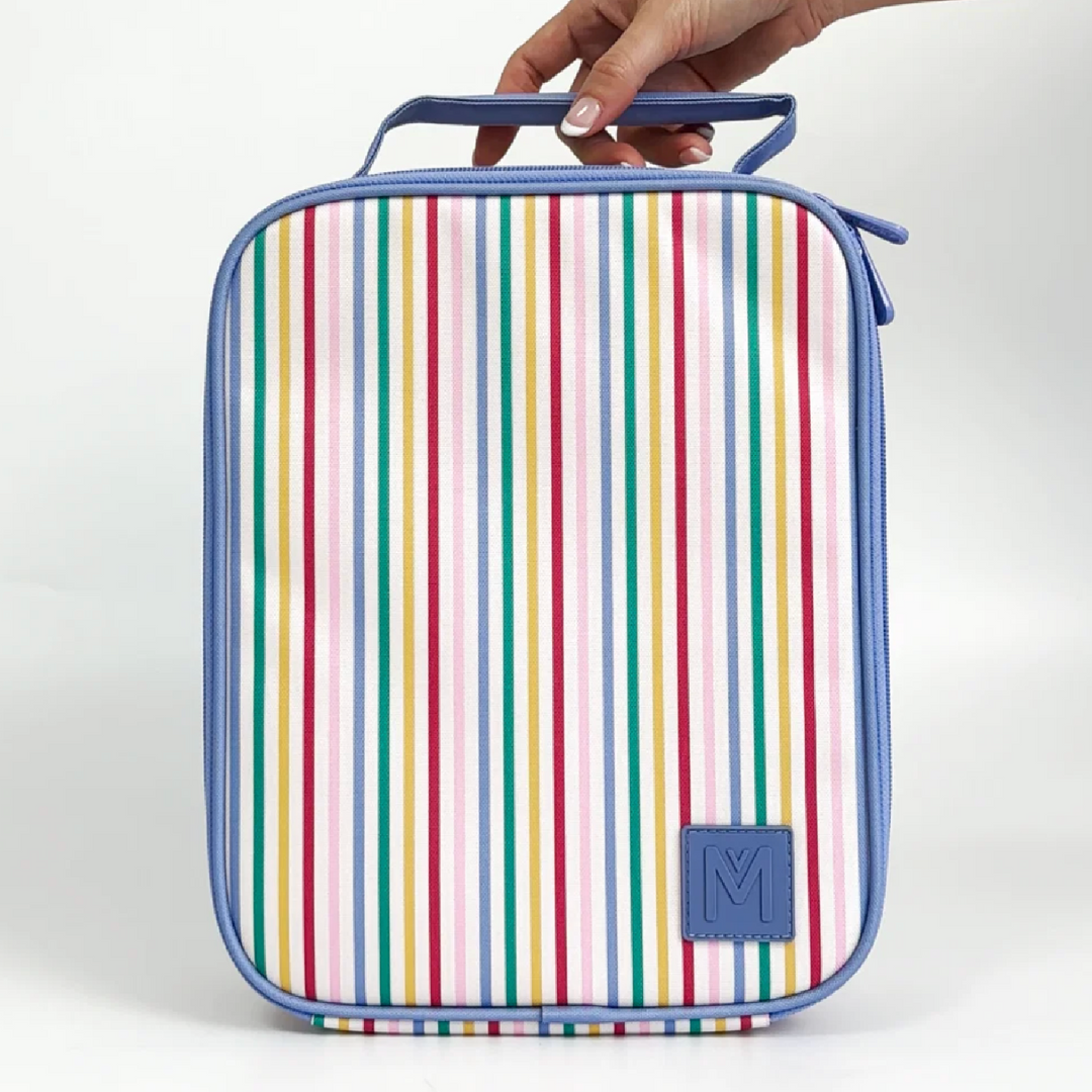 MontiiCo Large Insulated Lunch Bag & Ice Pack - Fruity Stripe