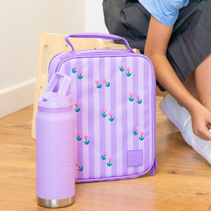 MontiiCo Large Insulated Lunch Bag & Ice Pack - Tiny Tulips