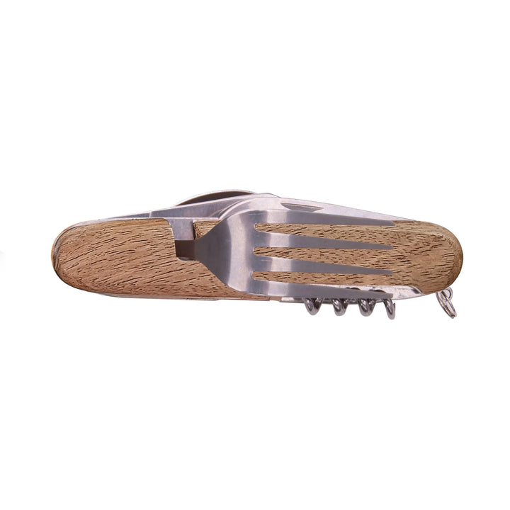 Maverick Deluxe Folding Cutlery - Natural & Stainless Steel