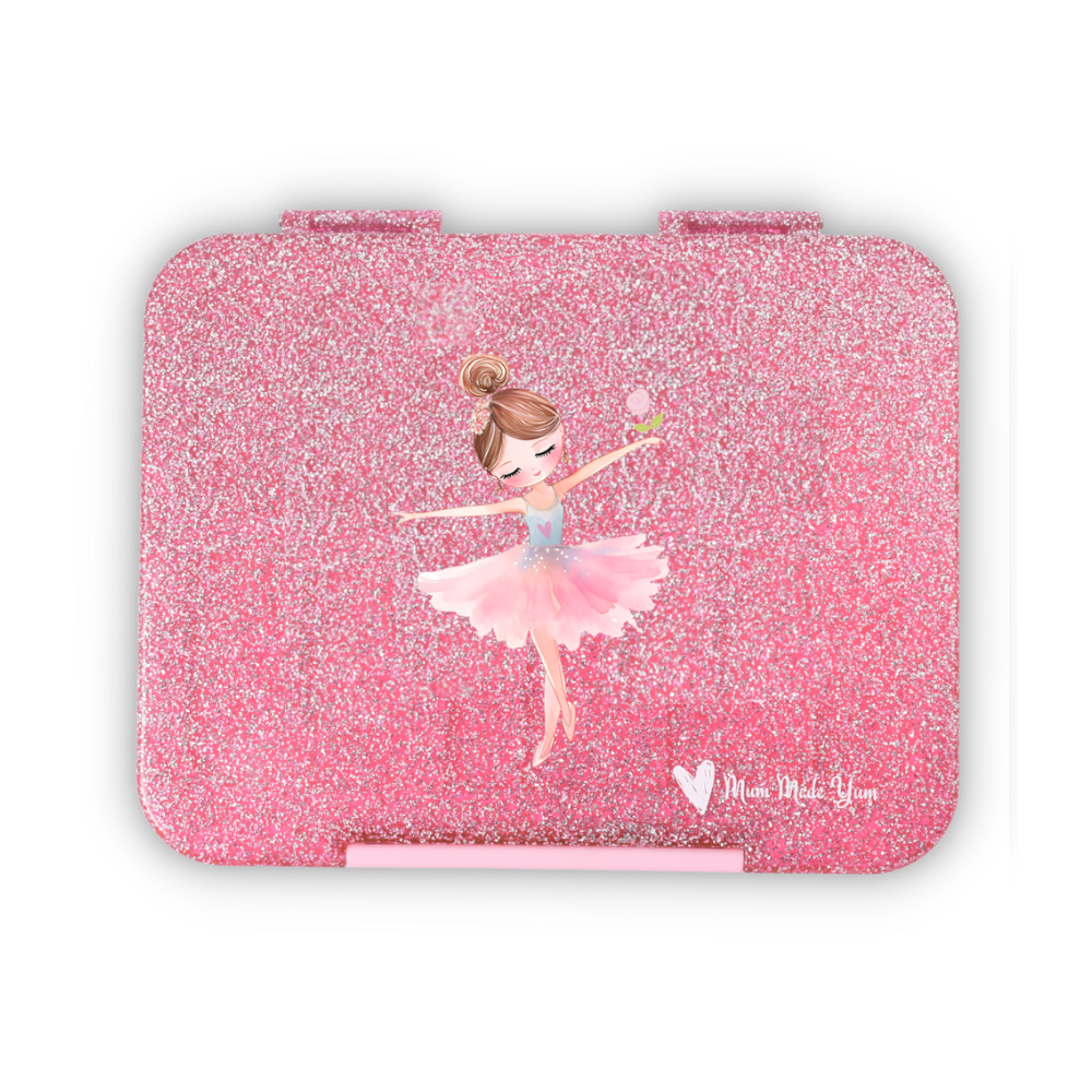 Mum Made Yum Large Bento Lunch Box - Pink Sparkle Ballerina