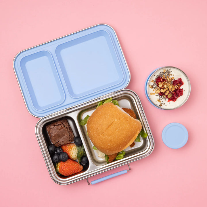 Nudie Rudie Lunch Box Stainless Steel TWIN Bento Box & Pots - Light Blue