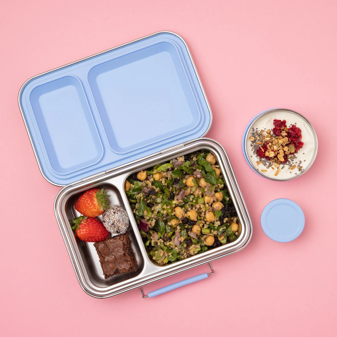 Nudie Rudie Lunch Box Stainless Steel TWIN Bento Box & Pots - Light Blue