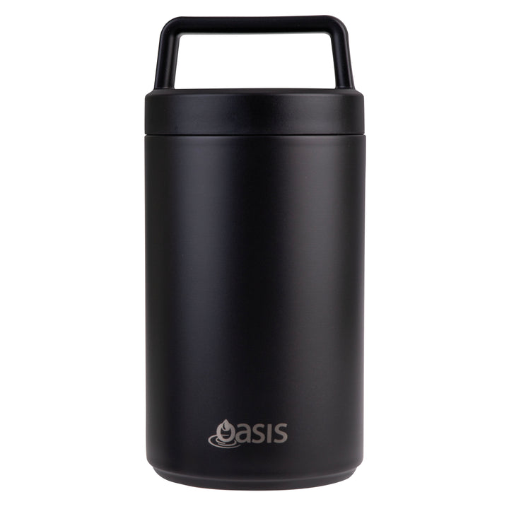 Oasis Insulated Food Jar With Handle & Spoon - 700ml - Black
