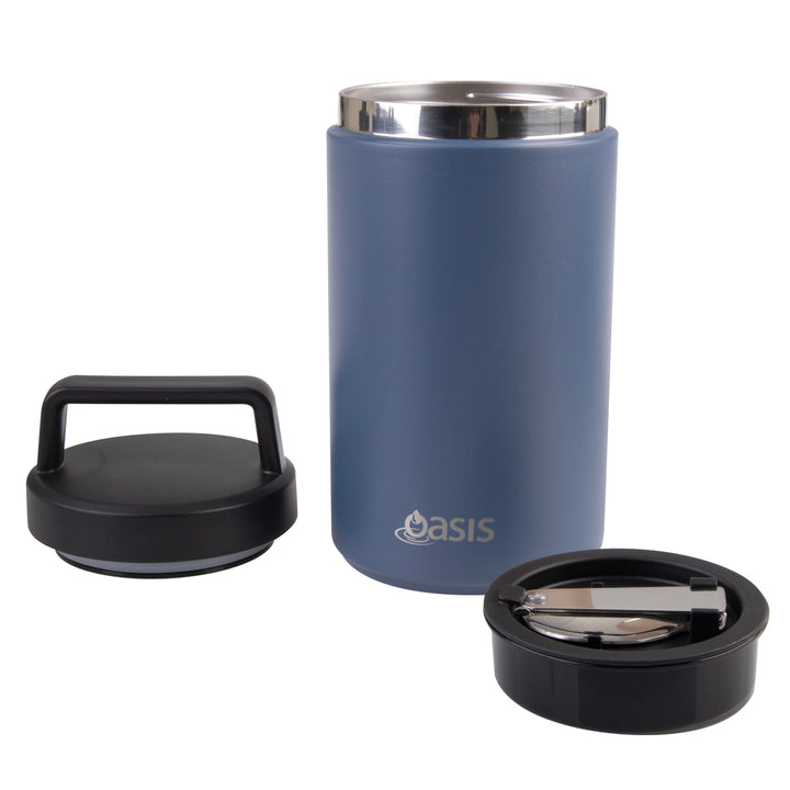 Oasis Insulated Food Jar With Handle & Spoon - 700ml - Indigo