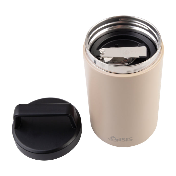 Oasis Insulated Food Jar With Handle & Spoon - 700ml - Latte