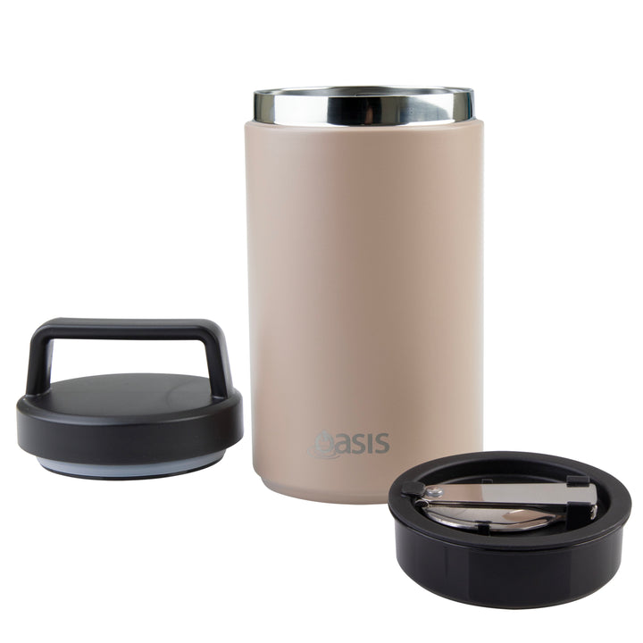 Oasis Insulated Food Jar With Handle & Spoon - 700ml - Latte