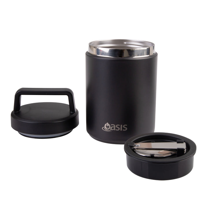 Oasis Insulated Food Jar With Handle & Spoon - 480ml - Black