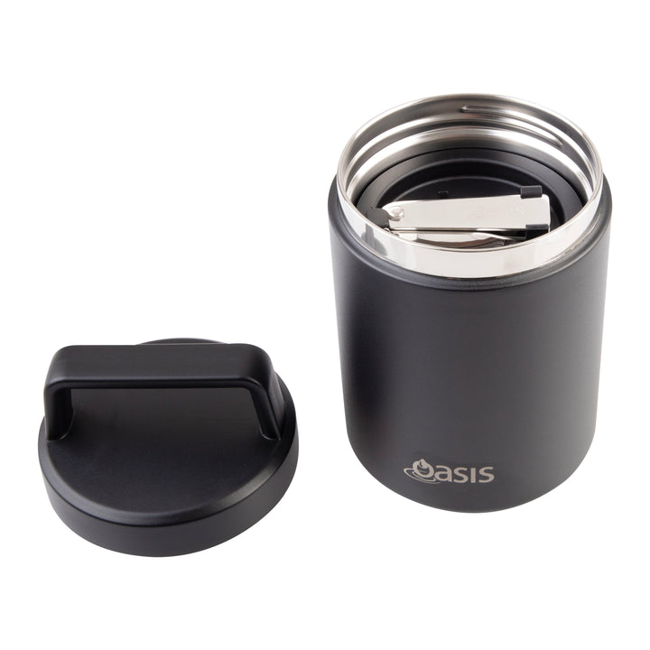 Oasis Insulated Food Jar With Handle & Spoon - 480ml - Black