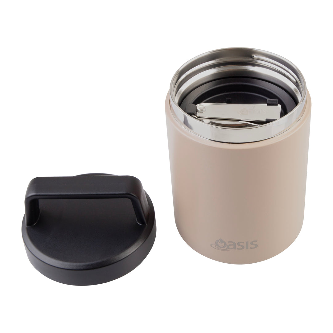 Oasis Insulated Food Jar With Handle & Spoon - 480ml - Latte
