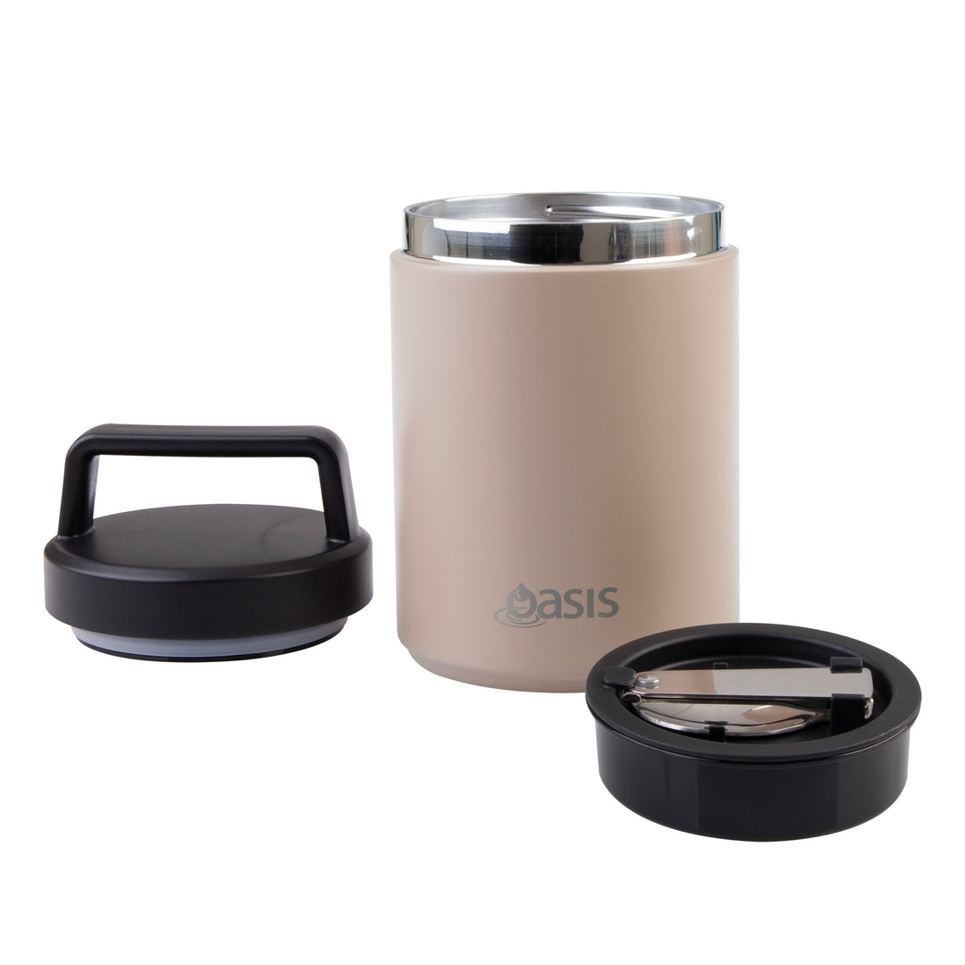 Oasis Insulated Food Jar With Handle & Spoon - 480ml - Latte