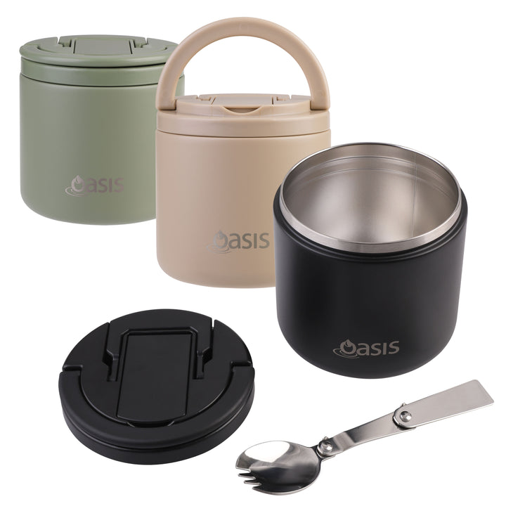 Oasis Insulated Food Jar - Quick Release Lid - 550ml - Black