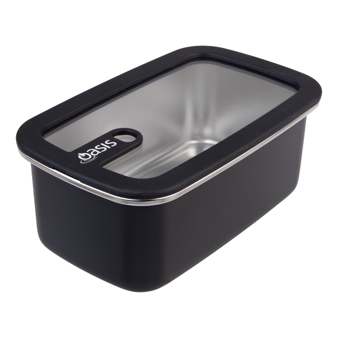 Oasis Microwave Safe Stainless Steel Rectangular Container - Black - 1.1L