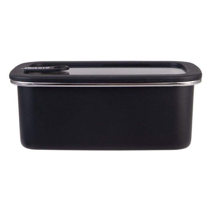 Oasis Microwave Safe Stainless Steel Rectangular Container - Black - 1.1L