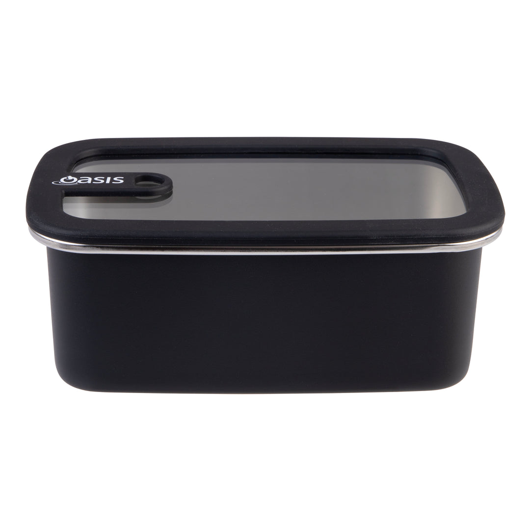 Oasis Microwave Safe Stainless Steel Rectangular Container - Black - 1.1L