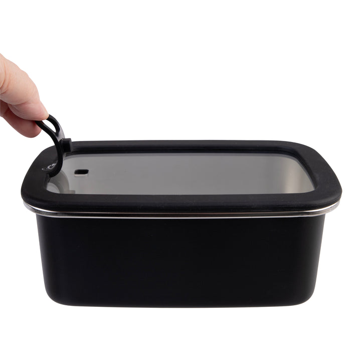 Oasis Microwave Safe Stainless Steel Rectangular Container - Black - 1.1L