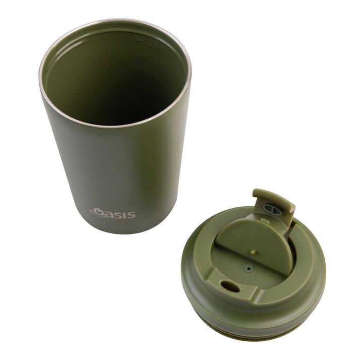 Oasis Ceramic Lined Insulated Coffee Cup - Forest Green