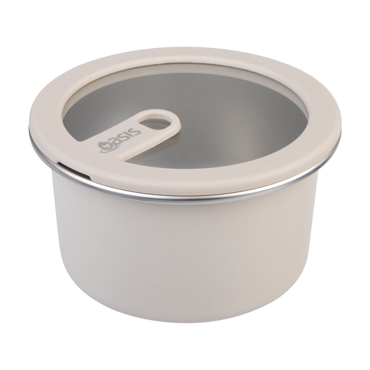 Oasis Microwave Safe Stainless Steel Round Container - Oat - 680ml
