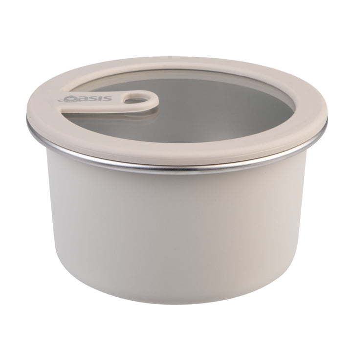 Oasis Microwave Safe Stainless Steel Round Container - Oat - 680ml