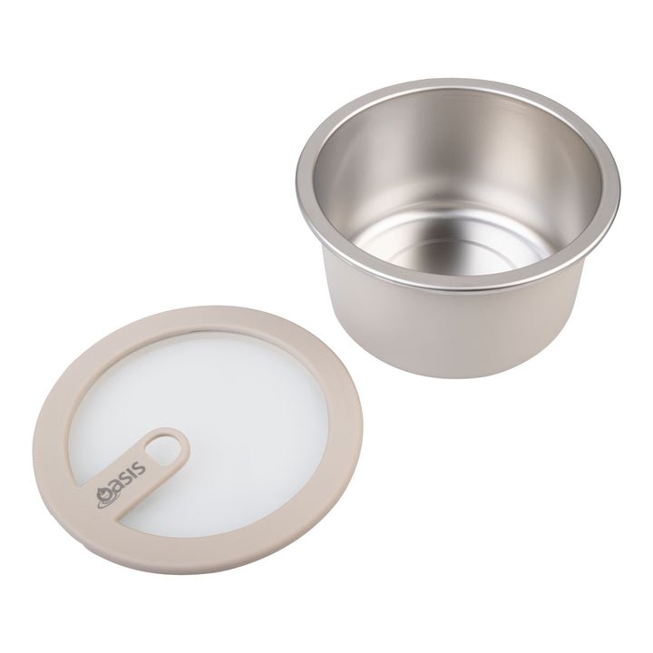 Oasis Microwave Safe Stainless Steel Round Container - Oat - 680ml