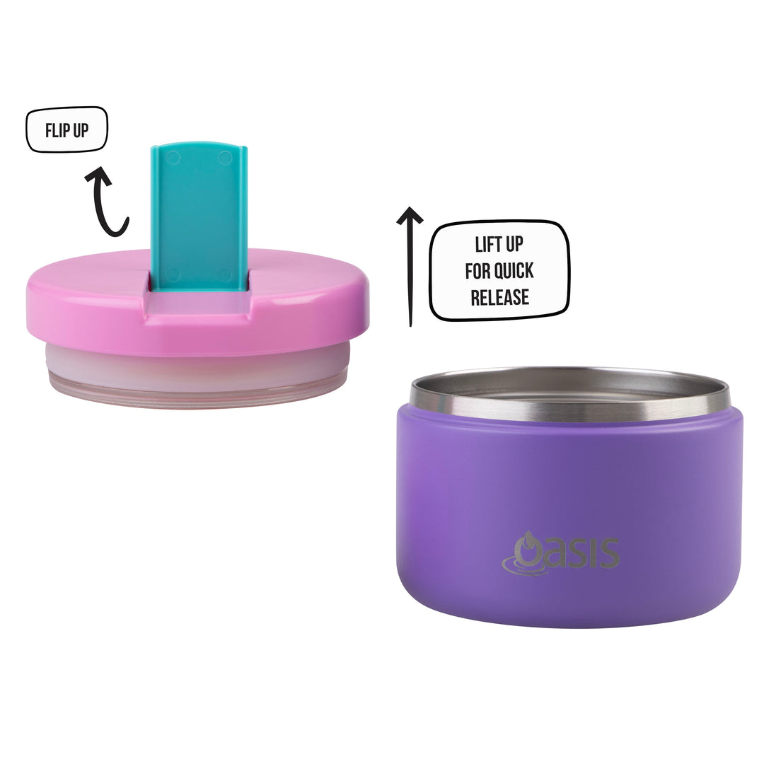 Oasis Insulated Food Jar - Quick Release Lid - 300ml - Purple/Pink