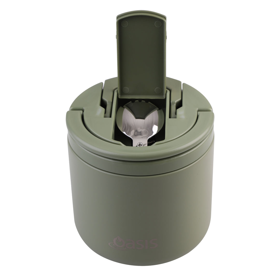 Oasis Insulated Food Jar - Quick Release Lid - 550ml - Olive Green