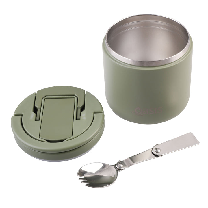 Oasis Insulated Food Jar - Quick Release Lid - 550ml - Olive Green