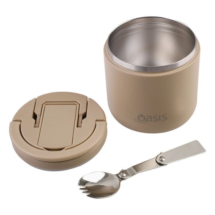Oasis Insulated Food Jar - Quick Release Lid - 550ml - Latte
