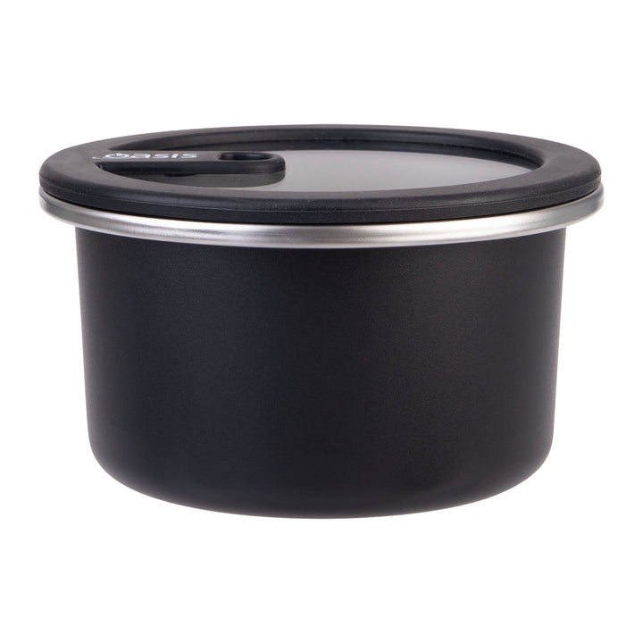 Oasis Microwave Safe Stainless Steel Round Container - Black - 680ml