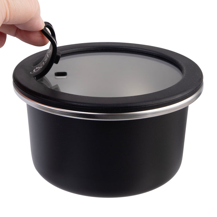 Oasis Microwave Safe Stainless Steel Round Container - Black - 680ml