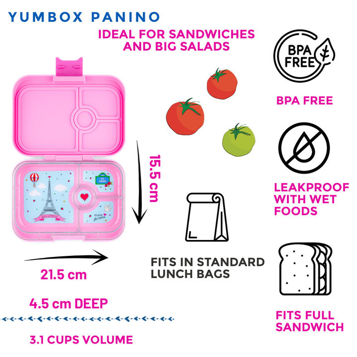 Yumbox Panino 4 Lunch Box - Roar Red - Race Car