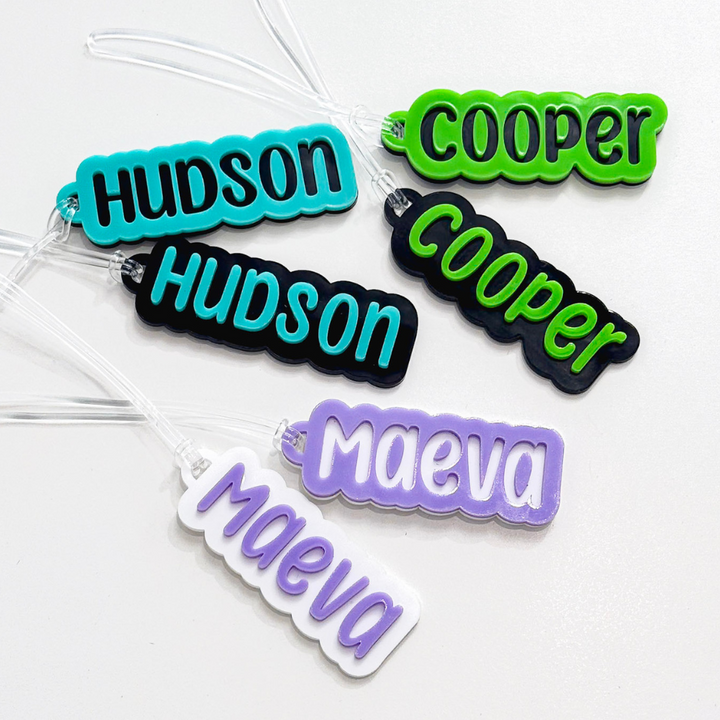 Personalised Name Acrylic Bag Tag - Set Of Two