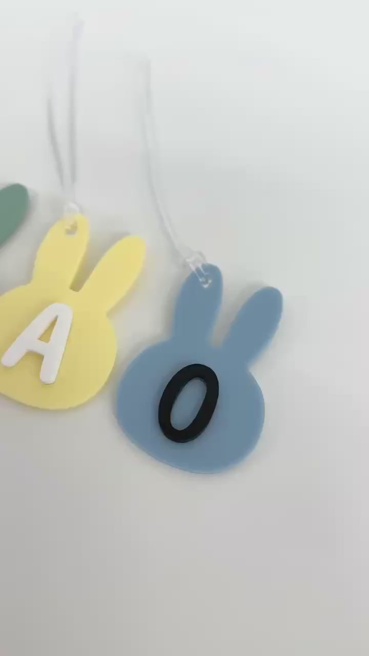 Personalised Alphabet Acrylic Bag Tag - Easter Bunny