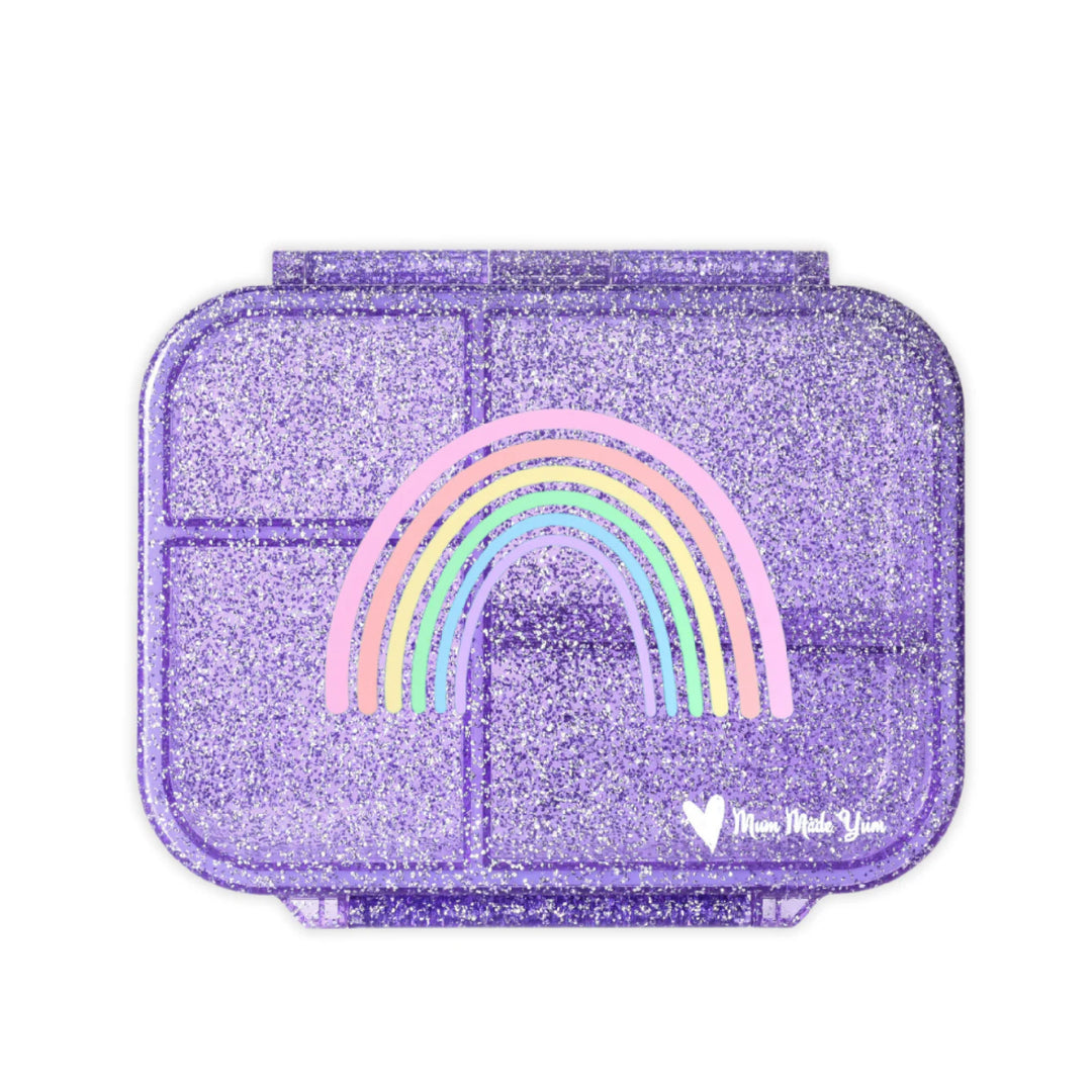 Mum Made Yum MINI Snack Bento Lunch Box - Sparkle Purple Rainbow